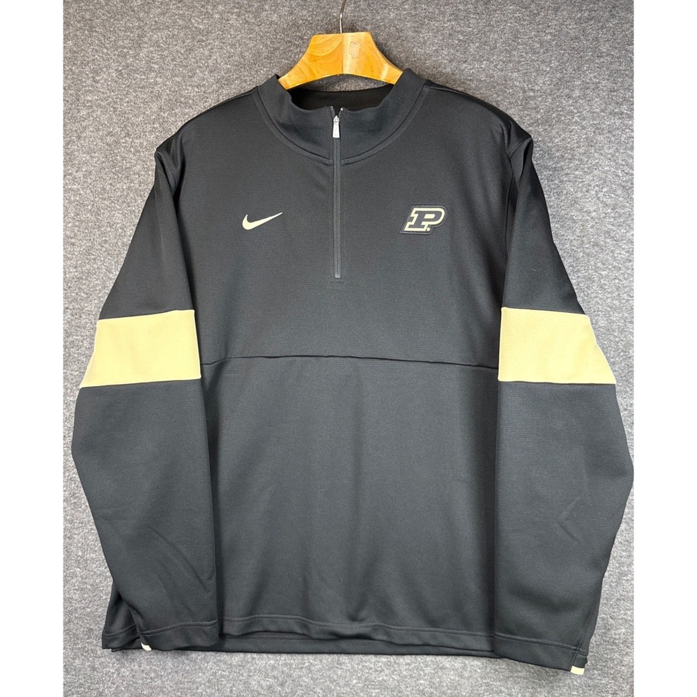 Nike Black and Gold Purdue Pullover Quarter-Zip Hoodie